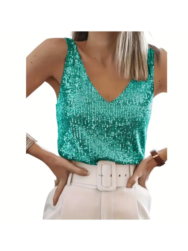 Currero Topje Dames - Top Kleding - Shirt - Blouse - Kort - Volwassen - Donker Cyaan