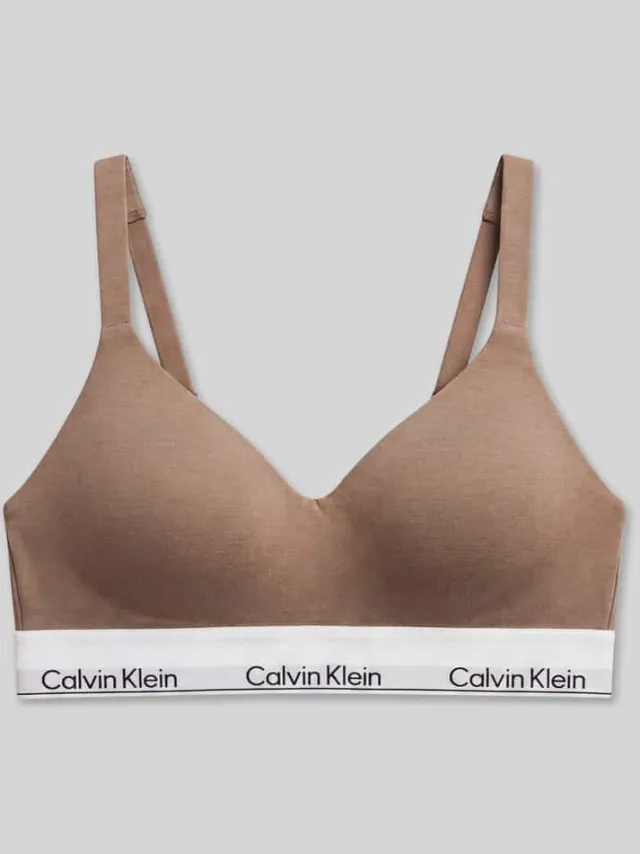 Calvin Klein Bralette van mix van katoen en modal lichtbruin, foto 2