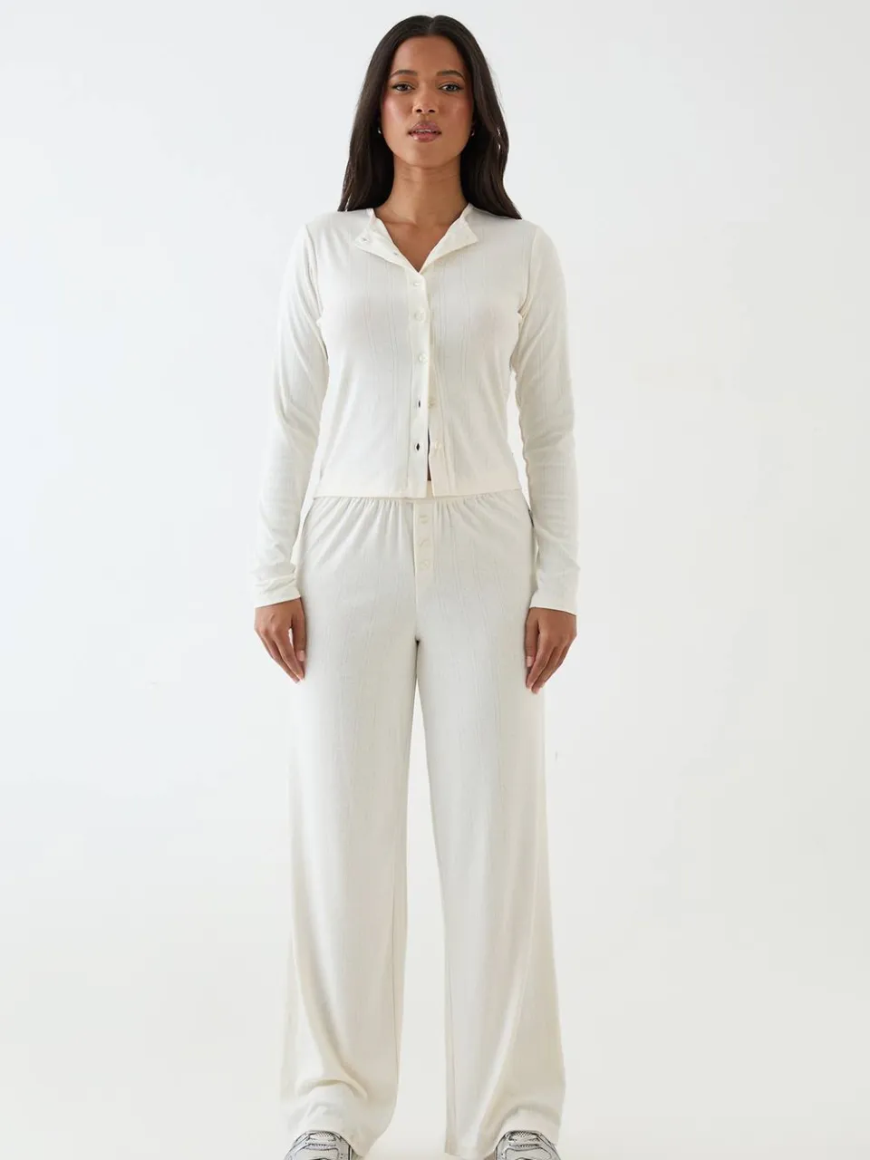 Dames Dsgn Studio Pointelle Wijde Pijpenbroek crème, foto 2