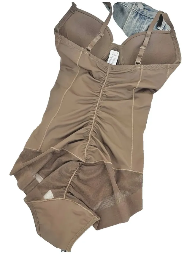 Currero Bodysuit Dames - Shapewear - Bodystocking - Corrigerende Body - Ingebouwde BH - Vormgevend & Afslankend Effect - Bruin
