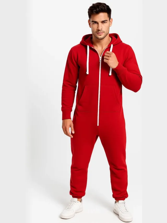 JC Blue Rode Onesie - Huispak - Onesie mannen - Onesie Vrouwen Rood