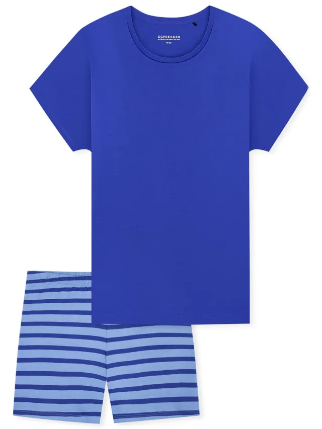 Schiesser Vrouwen Pyjama Casual Essentials blauw, foto 2