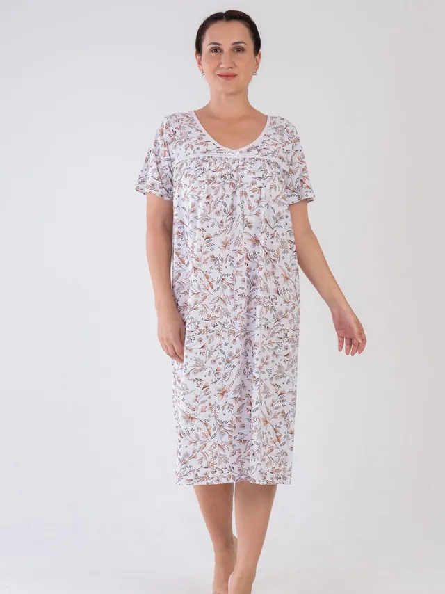 Vienetta Grote Maten Dames Nachthemd, Korte Mouwen - 1XL Lichtoranje