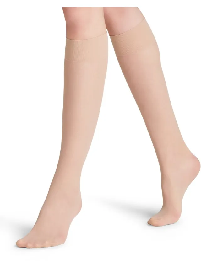 Falke Matt Deluxe eenkleurig materiaal transparant 20 DEN kniekousen dames transparant-38 beige 4409