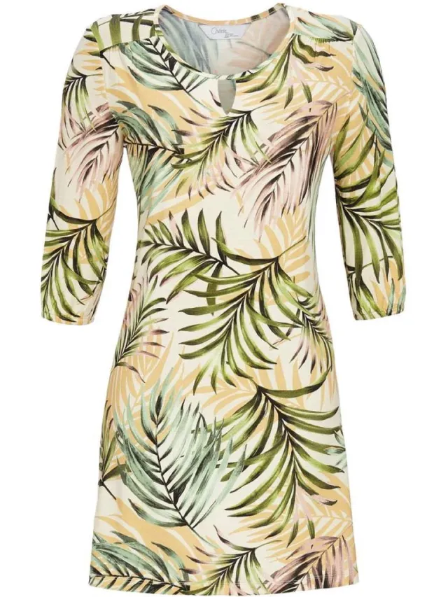 Ringella kort nachthemd bonte palmbladeren - Beige - Maat - 36