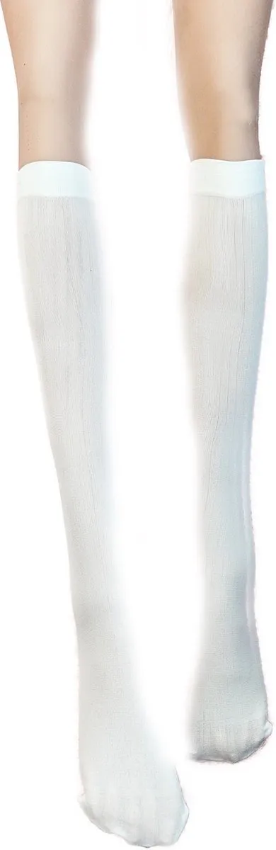 BamBella Knie Sokken panty stof Dames - Onesize Wit net Kniekousen - kousen