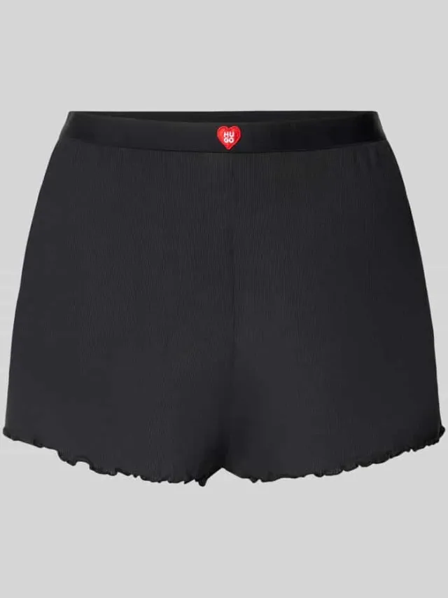 Hugo Regular Fit korte zijden pyjamabroek van modalmix model 'HUGO HEART' BLACK