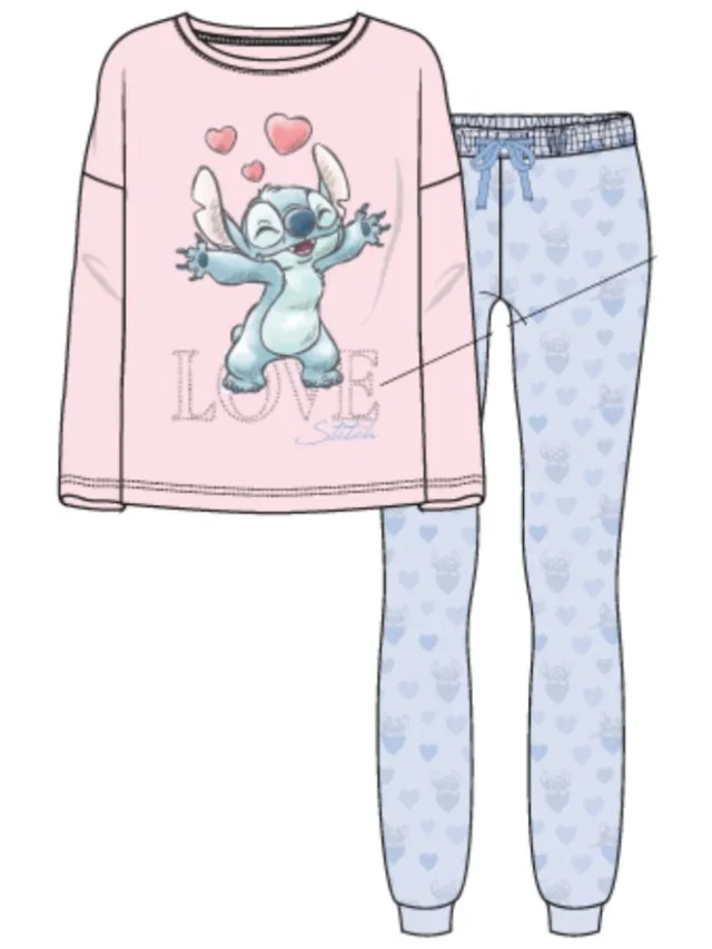 Disney Lilo en Stitch Dames Pyjama Katoen Roze