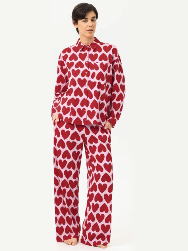 Mey Lange broek Serie Sugar Hearts Red Carpet rood