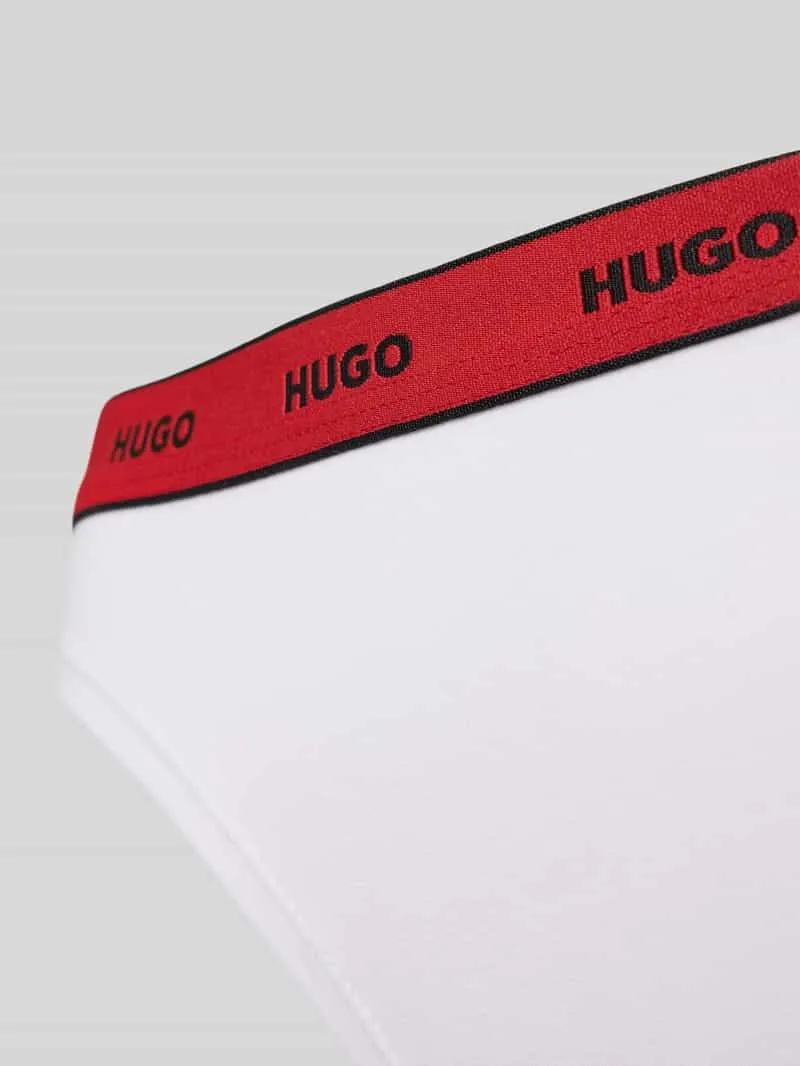 Hugo String met elastische band met label, model 'Carousel' Wit