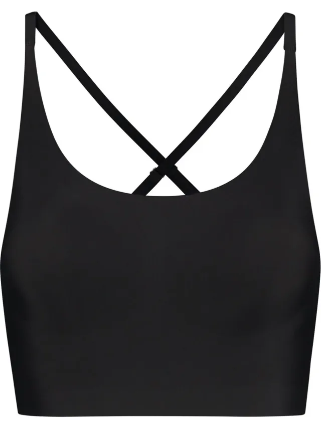 Bye Bra ronde hals bralette, naadloze bralette zonder beugel met lichte ondersteuning, zachte stretchstof, onzichtbare pasvorm voor dagelijks gebruik, 3 kleuren, S-XXL (VK, Alpha, S, Regular, Regular, Standard, Zwart)