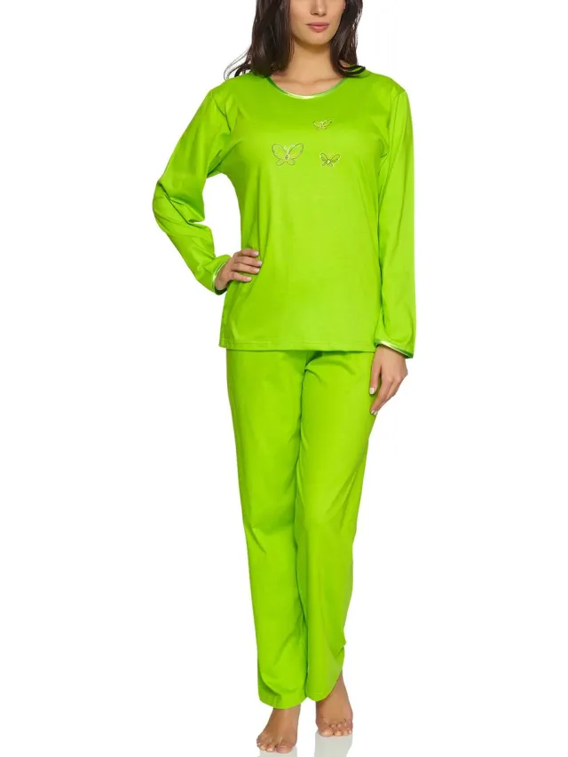 Merry Style Dames Pyjama - Lange mouwen - Lange broek - Katoen - MS-DR-Malwa-PJ - Groen (Lange mouwen)