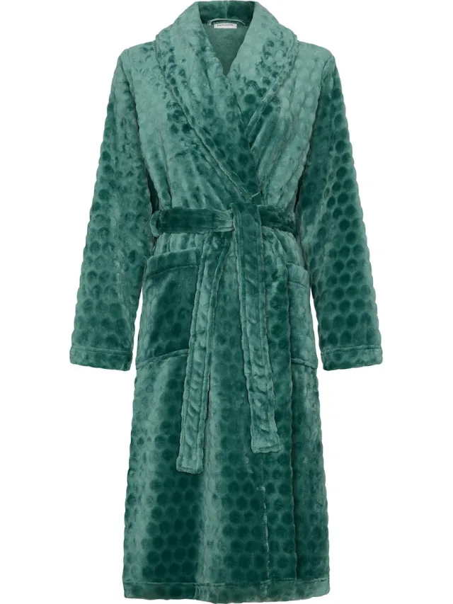 Pastunette Badjas - Nordic Leaf - Flannel Fleece - Groen