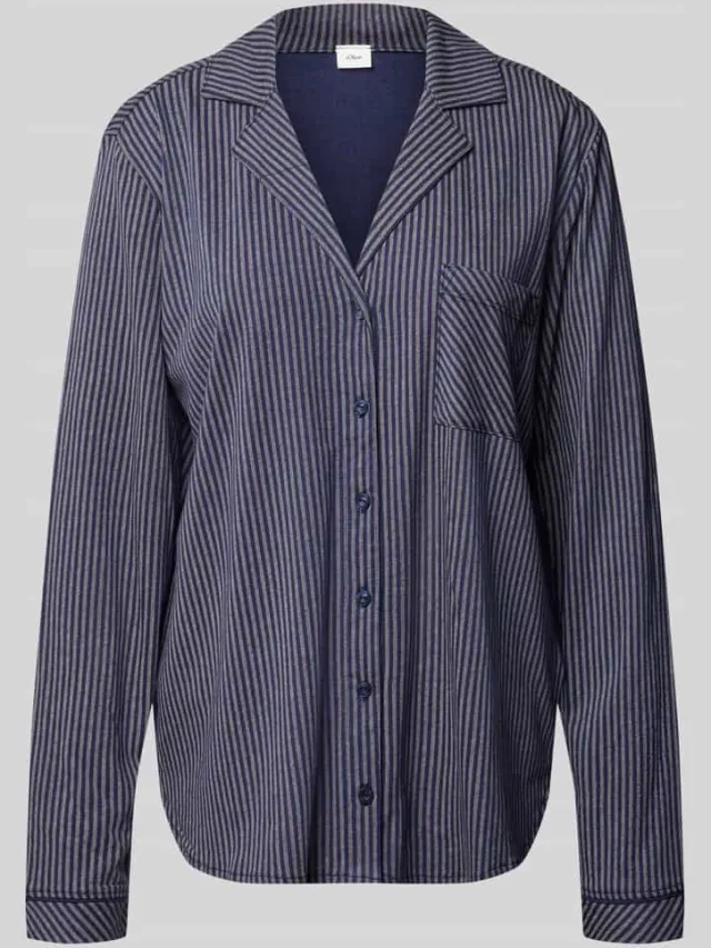 s.Oliver Loose fit pyjamabovendeel van mix van katoen en viscose Donkerblauw