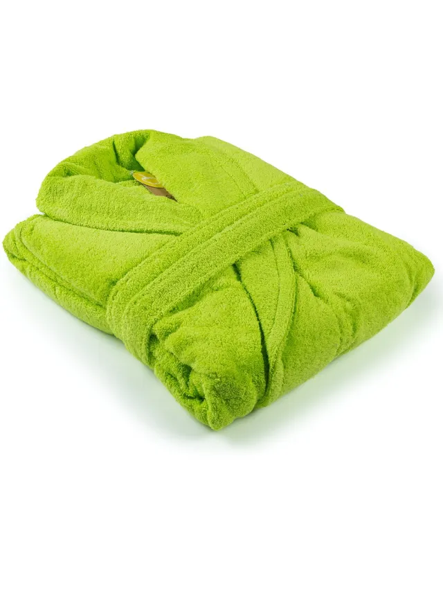 ARTG Robezz - Badjas Sjaalkraag - 100% Badstof Katoen - Heldergroen - Lime Green - (2XL) Limoen Groen