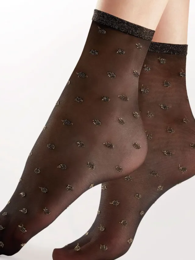 Pretty Polly Sokje - Fashion - Sparkly - Spot Net - Dames Enkelsokje - One Size - Zwart