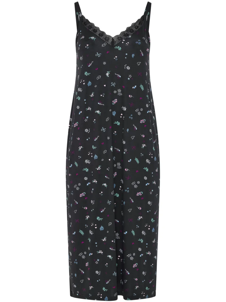 Yours Zwarte Zacht Aanvoelende Chemise Met Kleine Bloemenprint-44, foto 4