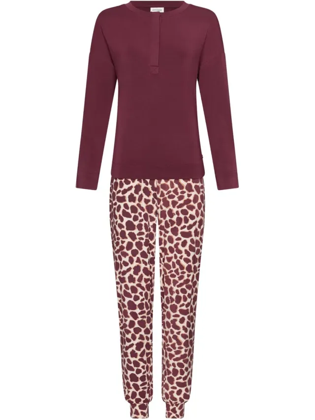 Pastunette Premium - Satin Wild - Pyjama - Modal - Bordeaux/Creme Rood