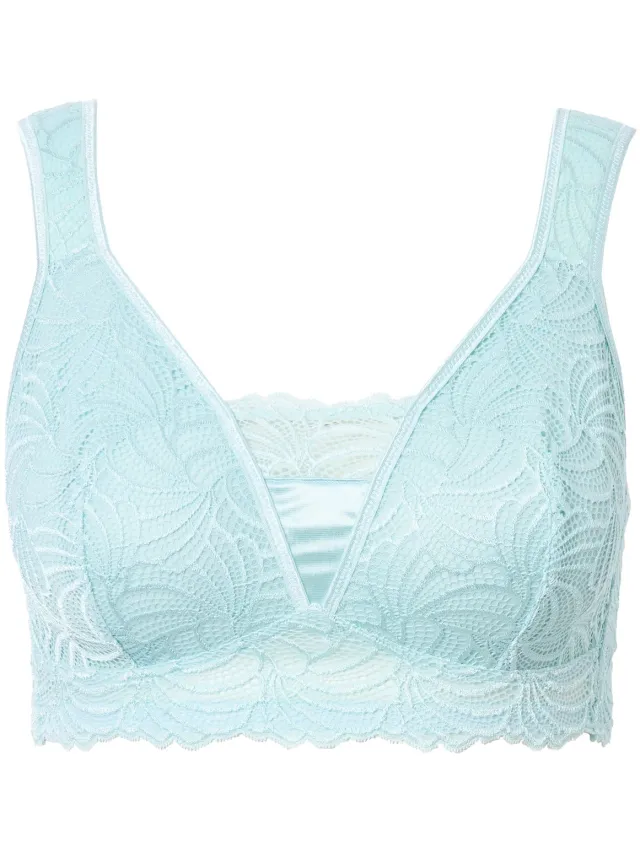 Ulla Popken Dames - Bralette kant zonder beugel - Licht mintgroen