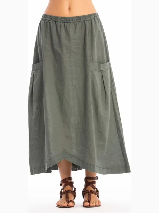 RAVENS VIEW IBIZA dames vegan Rok Spring Pocket Olijfgroen