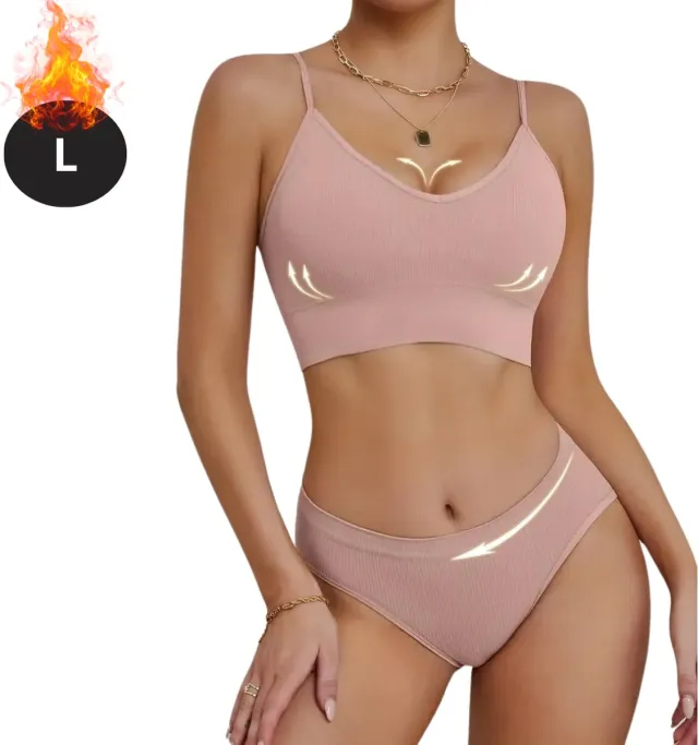 Bovista Lingerie Set Zonder Beugel - Zonder Bandjes - Push-up Bh's - Comfort Beha - Comfortabel - BH - Roze