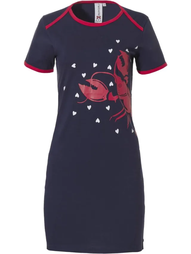 Rebelle Blauw Rebelle nachthemd kreeft - Blauw - Maat - 44