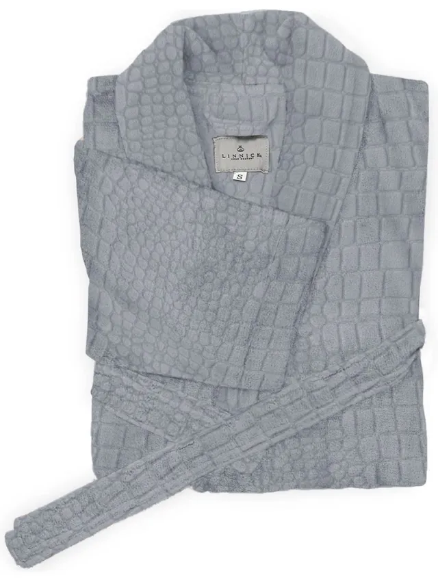 LINNICK Flanel Fleece Badjas Croco - zilver - M - Badjas Dames - Badjas Heren