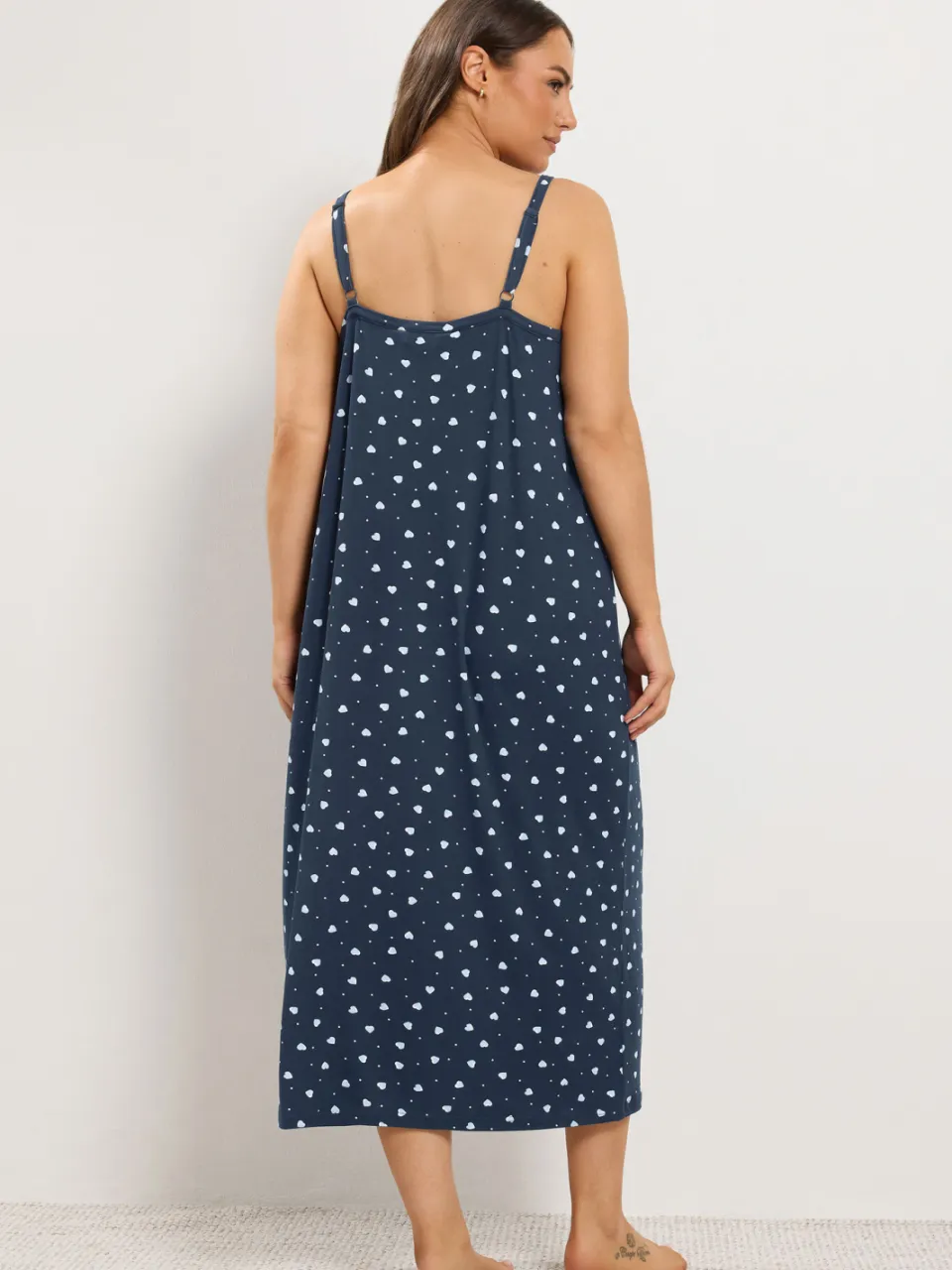 Yours Curve Zacht Nachthemd Met Hart In Marineblauw-44, foto 4