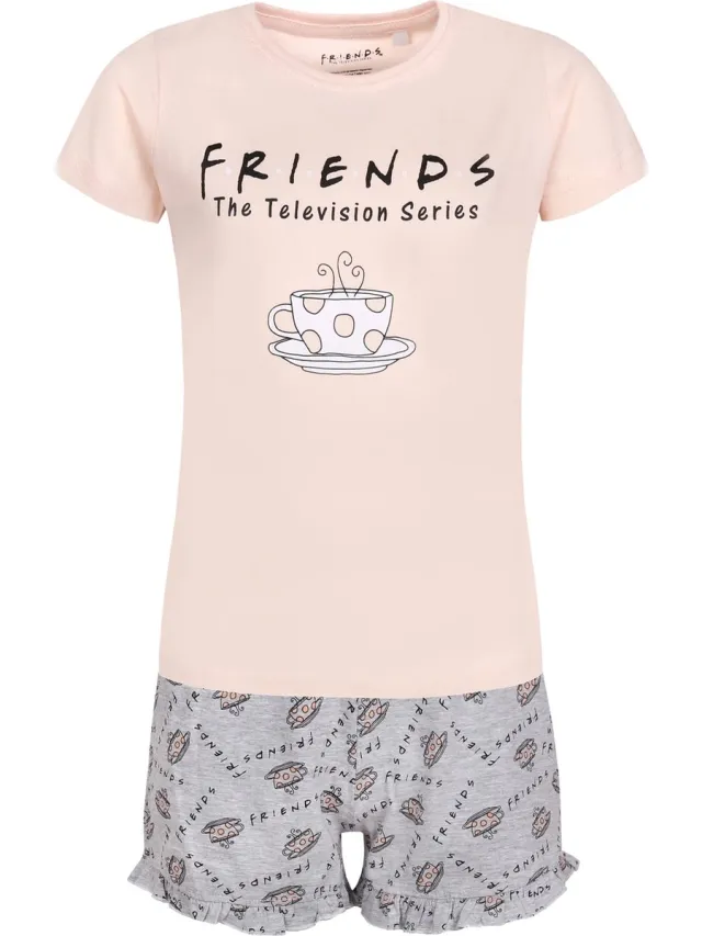 Friends Perzikgrijze pyjama met korte mouwen / 134 Grijs