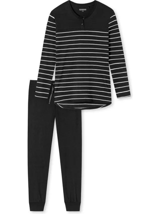 Schiesser Dames Pyjamaset Zwart