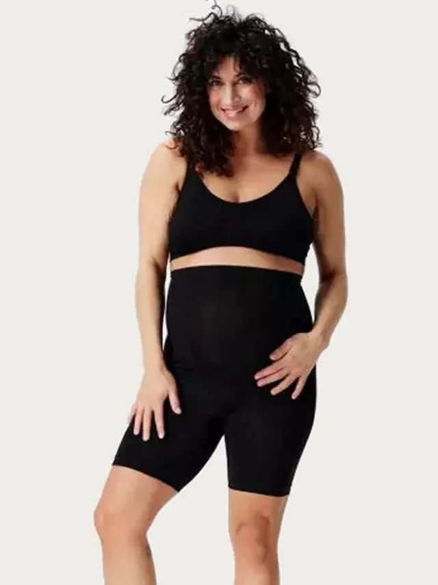 Noppies Niru Naadloze Sensil Zwangerschapsshort Hoog Lange Pijp Black