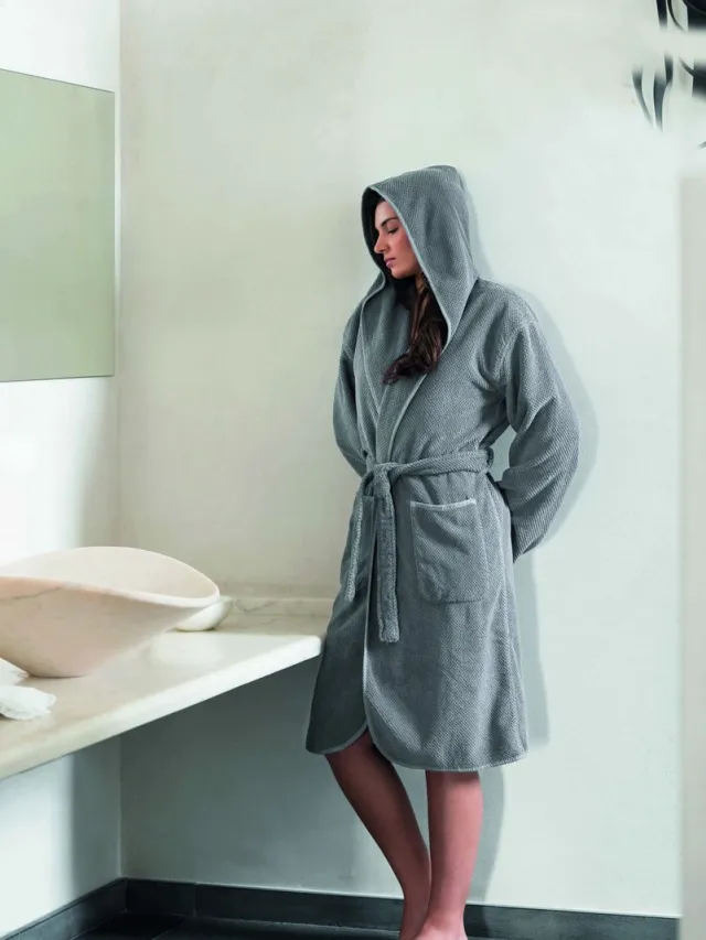 Sorema Badjas - Bee Waffle Hooded - Silver Grijs