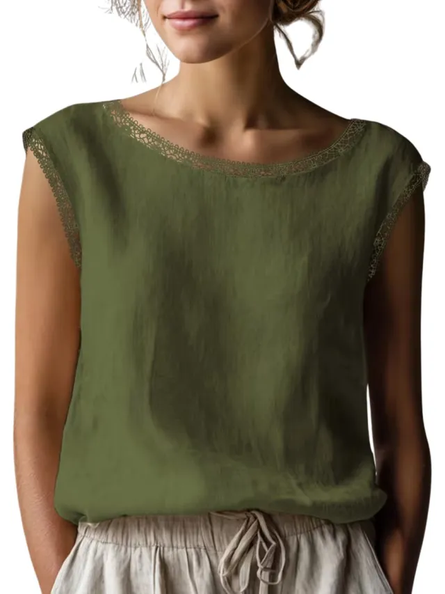 Currero Topje Dames - Top Kleding - Shirt - Blouse - Kort - Volwassen - Groen