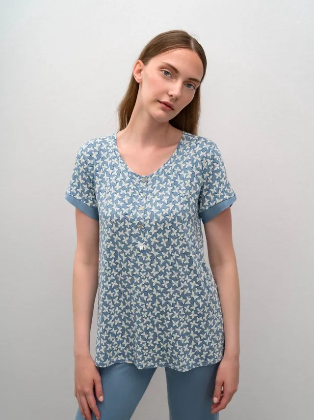 Vamp! Pyama voor dames Micromodal Blue Serene 16079/589 Blauw