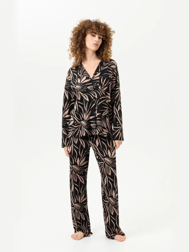 Mey Pyjama Vivid Bloom Zwart - Zwart