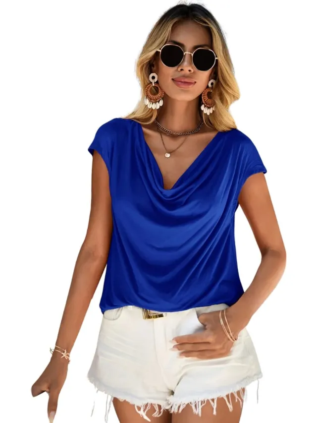 Nivard Topje Dames - Kleding - Shirt - Blouse - Kort - Volwassen - Blauw