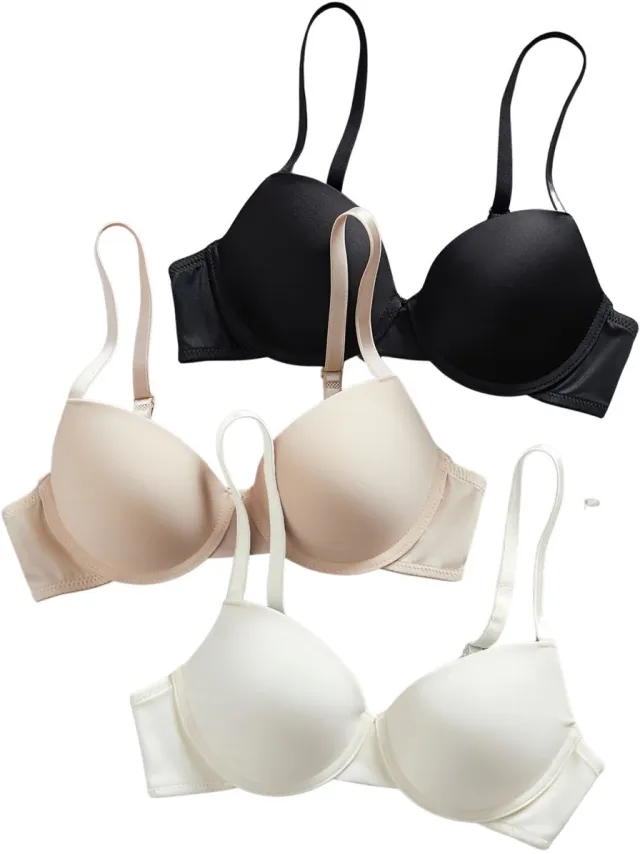 Currero BH Zonder Beugel - Strapless - Zonder Bandjes - Met Voorsluiting - Push-up Bh's - Comfort Beha - Comfortabel - Grote Sluiting - Zwart + Wit + Abrikoos - Cupmaat