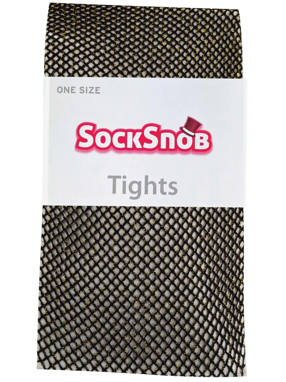 Sock Snob Visnet panty met hoge taille voor dames met glitter - Goud
