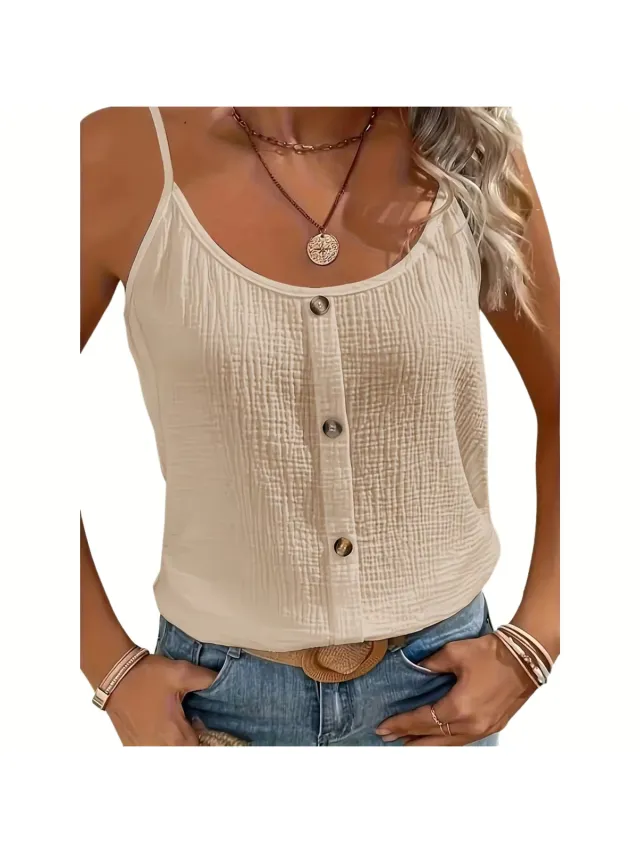 Currero Topje Dames - Top Kleding - Shirt - Blouse - Kort - Volwassen - Abrikoos 1XL