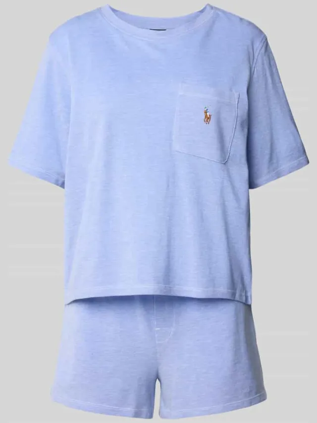Polo Ralph Lauren Pyjama met logostitching, model 'OXFORD' Blauw