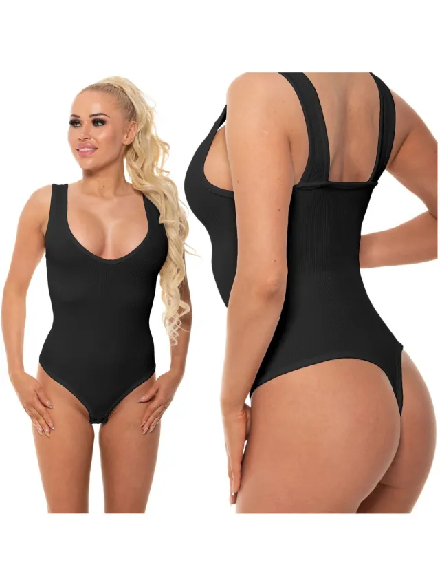 Greenice Geribbelde Body - Zwart
