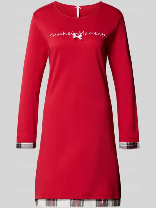 LOUIS & LOUISA straight fit nachthemd met statement-stitching model 'Kuschel-Momente' Rood