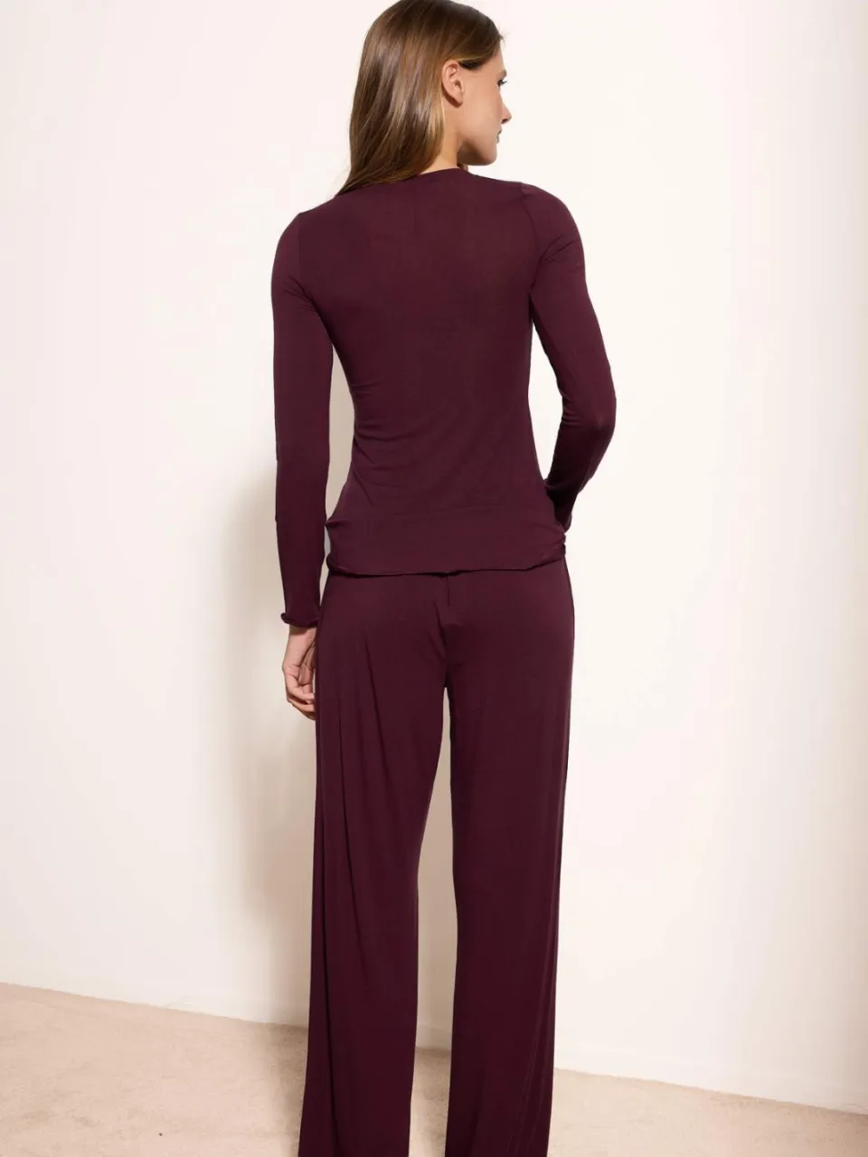 Trendyol TRENDYOLMİLLA Dames 2-pack Paars Effen Lang Loungewear Regular fit Pyjama- Sets, foto 2