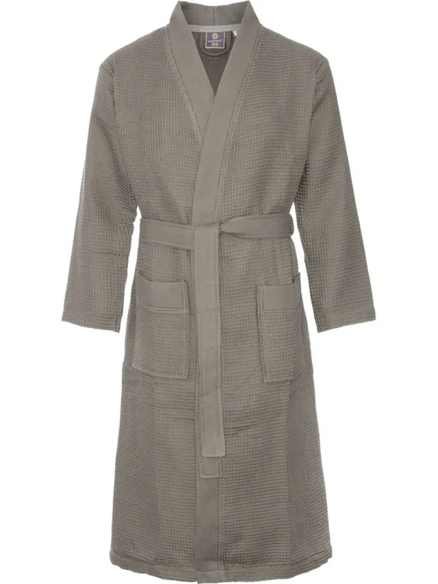 Badrock Wafel badjas voor sauna taupe M - sauna badjas unisex - biologisch katoen - wafel badjas taupe - kimono - wafel badjas dames - wafel badjas heren