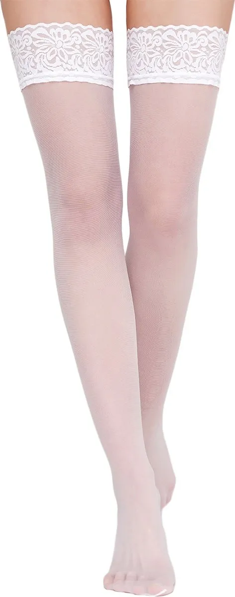 Giulia Hold Up Kousen - Emotion 20 - Hold Up - Stay Up - Hold Up Stockings - Kanten Boord - Zelf Ophoudend - 20 Den - Wit