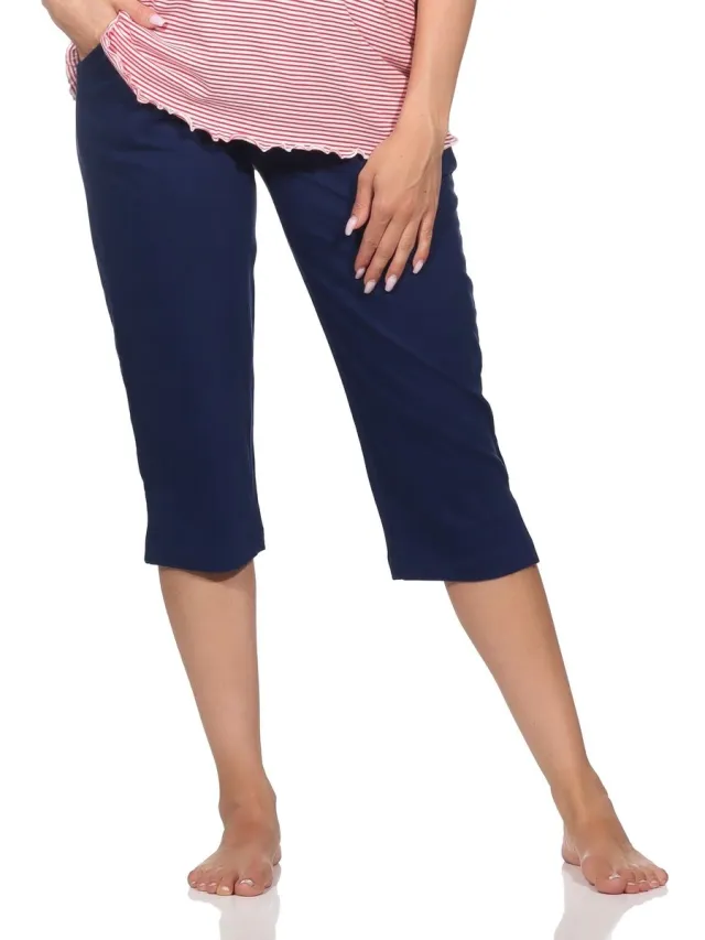 Normann Dames pyjama Capri broek 3/4 lengte - Mix & Match - perfect te combineren marine