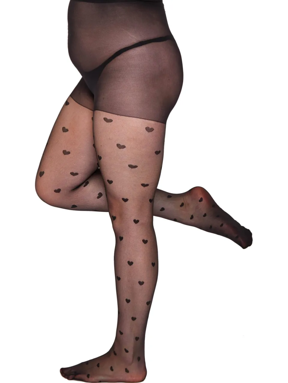 Pamela Mann plus size panty met hartjesprint 30 denier zwart, foto 3