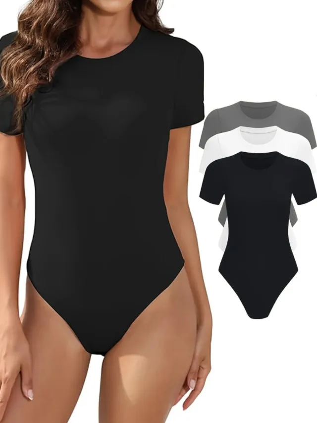 Nivard Bodysuit Dames - Jumpsuit - Corrigerend Ondergoed - Body plunge - Lingerie - Setje Vrouwen - 3 Pcs - Zwart/Wit/Grijs