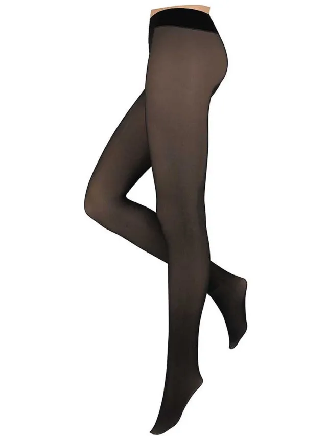 morethansocks Fleece gevoerde panty dames - 2-Pack - Maat S t/m XXL - winter fleece panty - fleece panty - warme panty - thermo panty zwart/nude