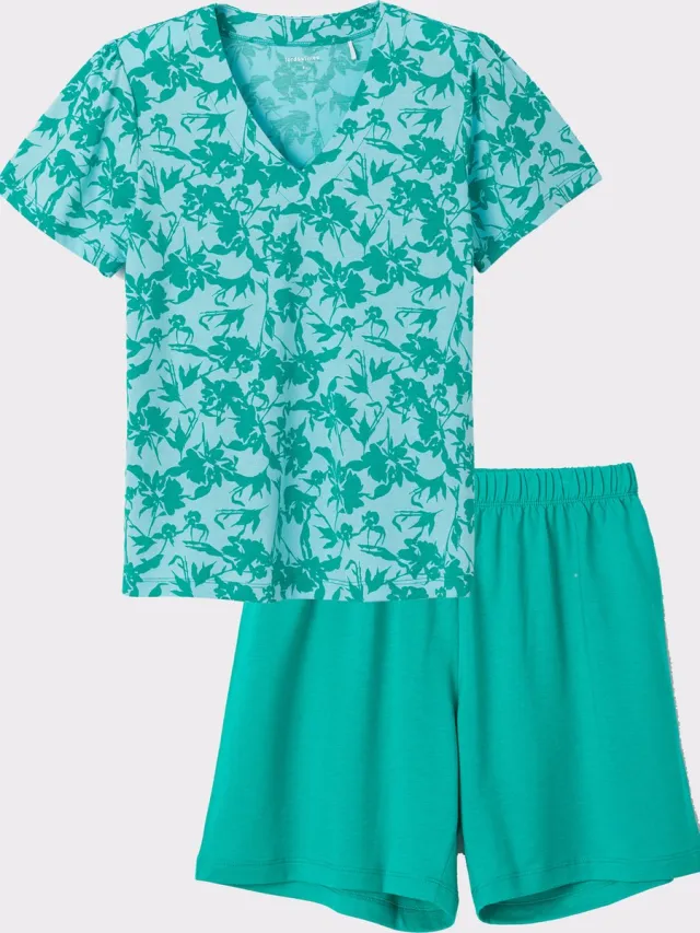 Lords & Lilies Lords x Lilies Pyjama, blauw-groene bloemenprint